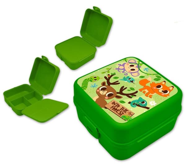 Animals Into the Forest flera fack lunchbox, smörgåsboksförvaring