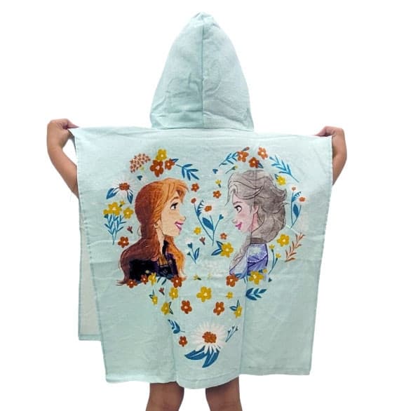 Disney Frozen strandhandduk poncho med blommotiv 60x120 cm