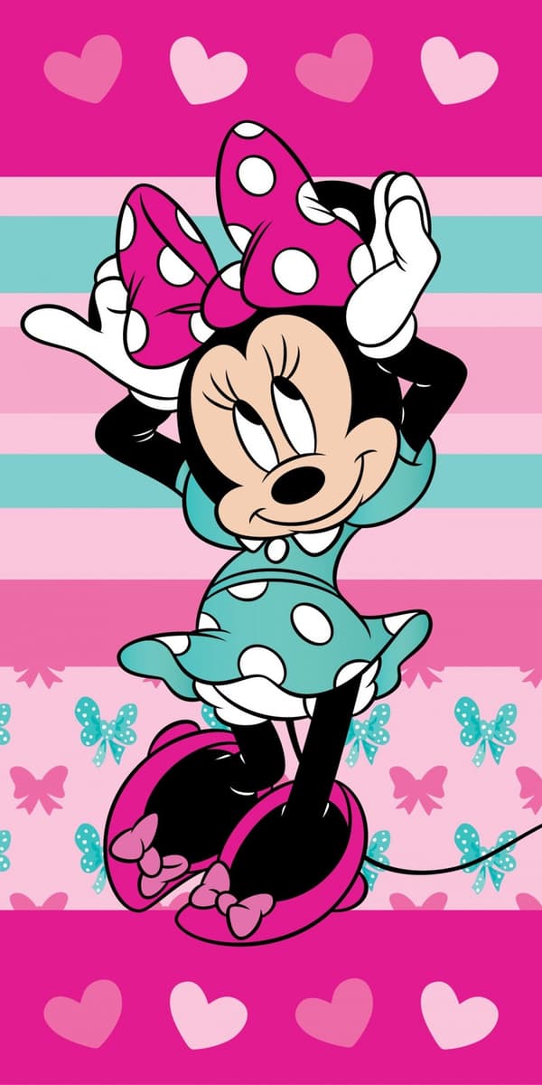 Minnie Hearts badhandduk, strandhandduk 70x140 cm - Disney