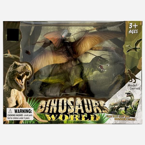 Dinosaurie plastfigurset med 2 figurer i låda