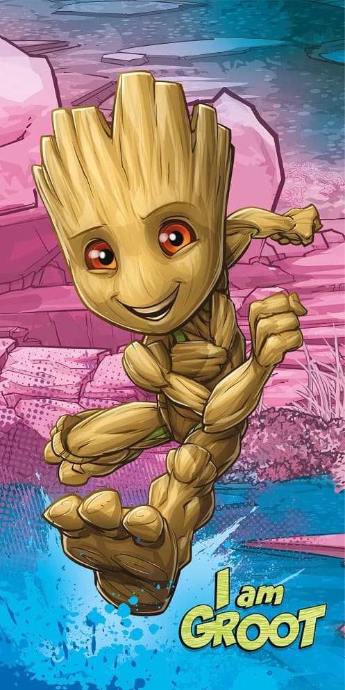 Badhandduk "I am Groot" från Guardians of the Galaxy, strandhandduk 70x140 cm