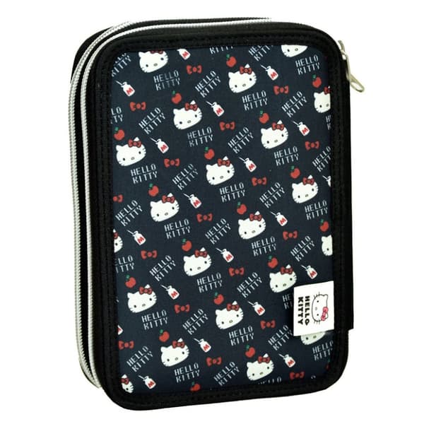 Hello Kitty hjärtformad pennfodral med 2 lager fylld