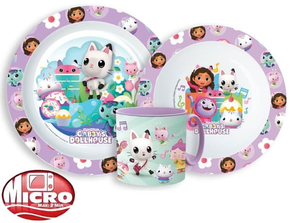 Gabby's Dollhouse middagsset, mikropolymer-set med kopp 265 ml