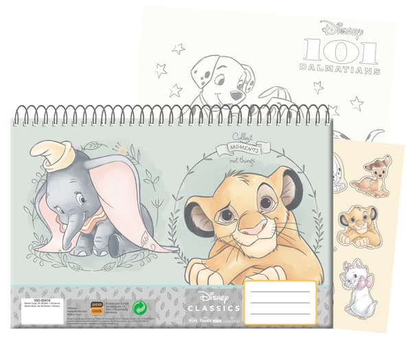 Disney Söt Klassisk A/4 Spiral Skissblock med 40 Sidor och Klistermärken