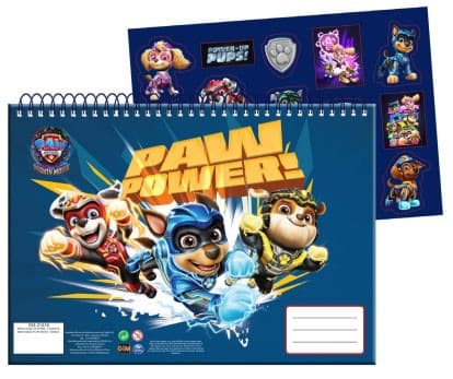 Paw Patrol Power Up A4 Spiral Skissblock med Klistermärken, 40 Ark