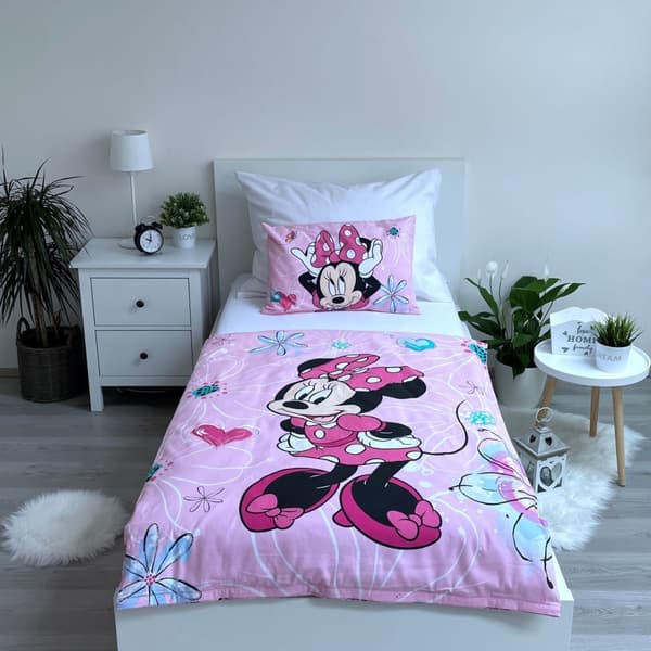 Barnens duvetcover med Disney Minnie Flowers 100×135 cm, 40×60 cm