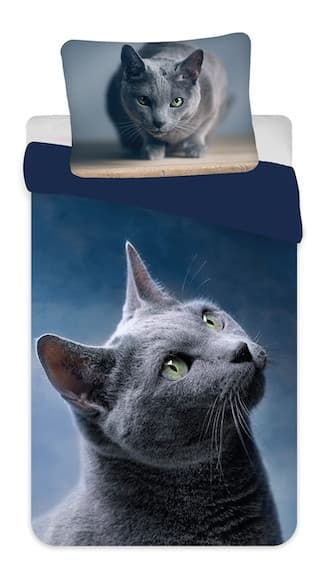 Duvet Cover Cat Dark 140×200 cm, Mikrofiber 70x90 cm