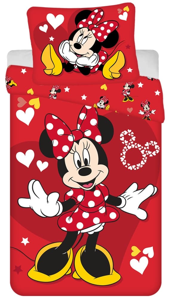 Minnie Love & Stars sängkläder från Disney, överkast 140×200 cm, kuddöverdrag 70×90 cm