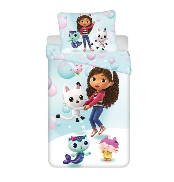 Bäddset Gabby's Dollhouse Bubbles 140×200 cm, 70×90 cm mikrofiber
