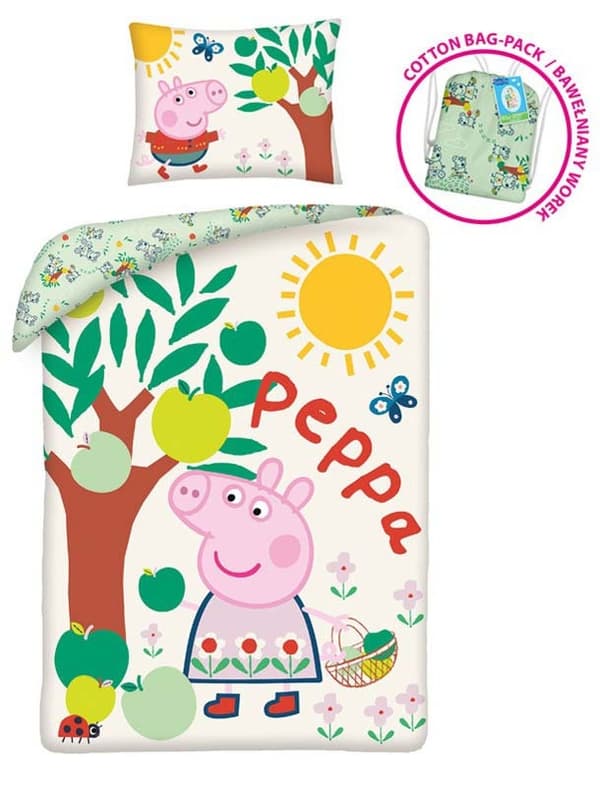 Peppa Pig sängöverkast med Träd 140×200 cm, 70×90 cm
