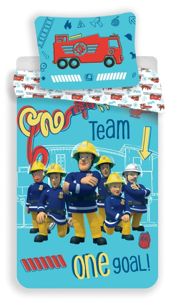 Brandset med Fireman Sam, 140×200 cm och 70×90 cm