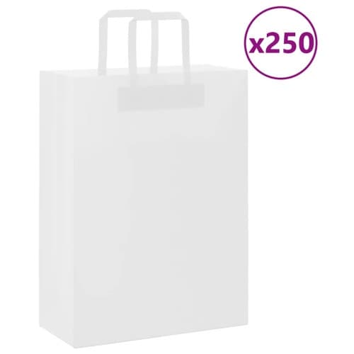 Papperspåsar 250 st med handtag vit 26x12x35 cm