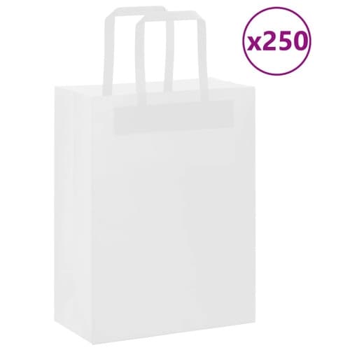 Papperspåsar 250 st med handtag vit 21x11x28 cm