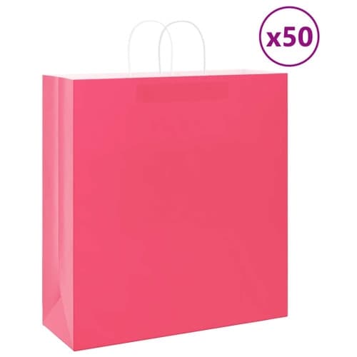 Papperspåsar 50 st med handtag rosa 45x17x48 cm