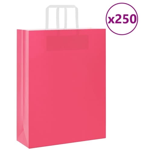 Papperspåsar 250 st med handtag rosa 32x12x42 cm