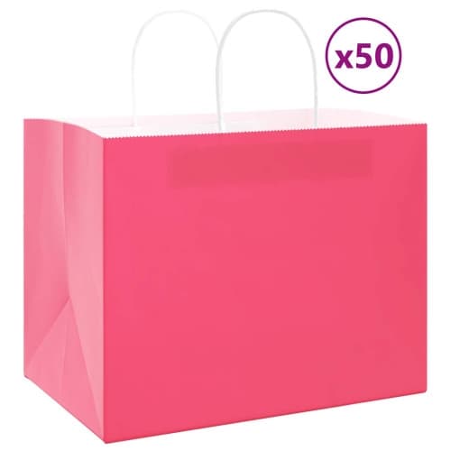 Papperspåsar 50 st med handtag rosa 32x22x24 cm
