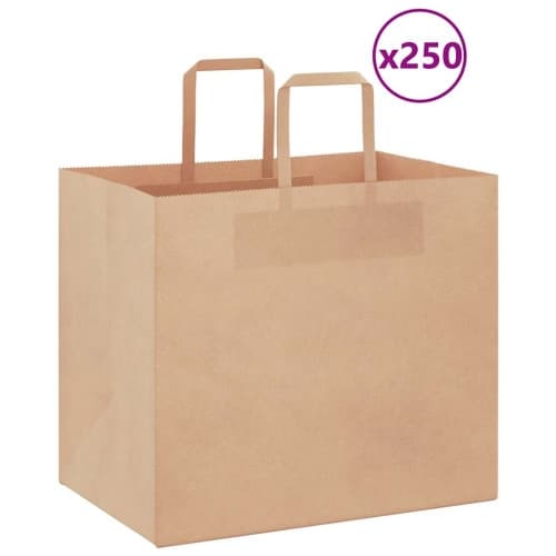 Papperspåsar 250 st med handtag brun 32x22x28 cm