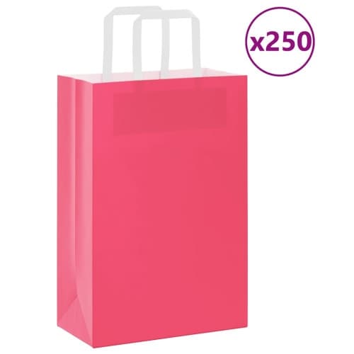 Papperspåsar 250 st med handtag rosa 21x11x31 cm