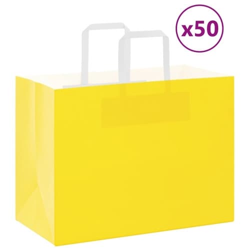Papperspåsar 50 st med handtag gul 32x17x25 cm