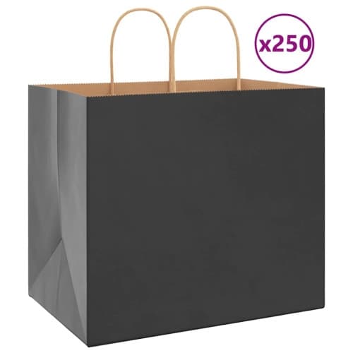 Papperspåsar 250 st med handtag svart 32x22x28 cm
