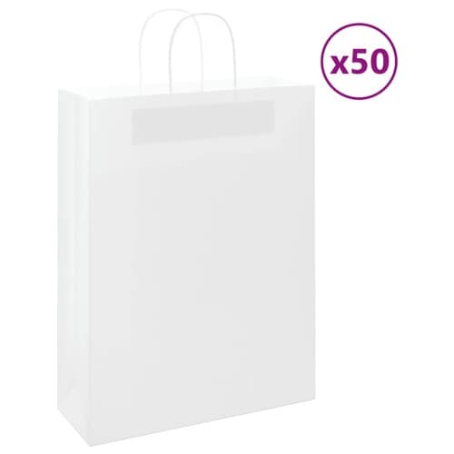 Papperspåsar 50 st med handtag vit 32x12x42 cm