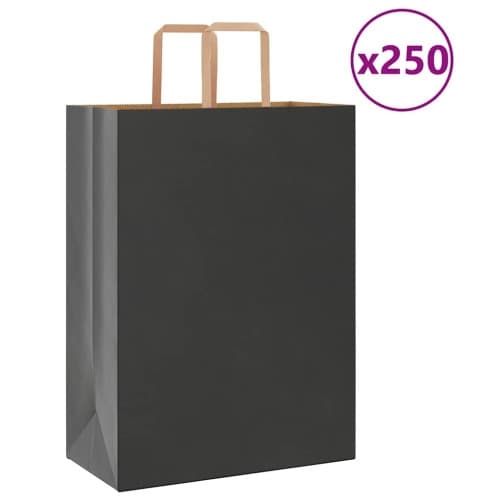 Papperspåsar 250 st med handtag svart 32x17x44 cm