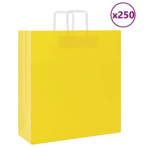 Papperspåsar 250 st med handtag gul 45x17x48 cm