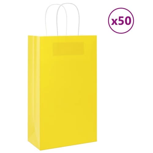 Papperspåsar 50 st med handtag gul 21x11x36 cm