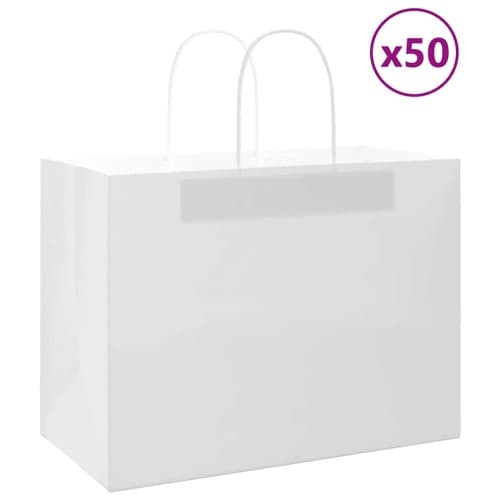 Papperspåsar 50 st med handtag vit 32x17x25 cm