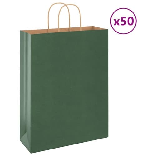 Papperspåsar 50 st med handtag grön 32x12x42 cm