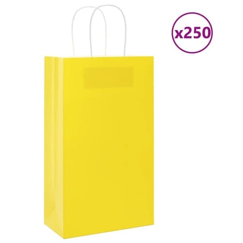 Papperspåsar 250 st med handtag gul 21x11x36 cm