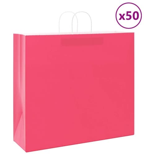Papperspåsar 50 st med handtag rosa 54x15x49 cm