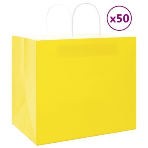Papperspåsar 50 st med handtag gul 32x22x28 cm