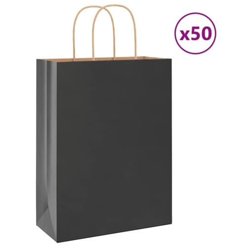 Papperspåsar 50 st med handtag svart 26x12x35 cm