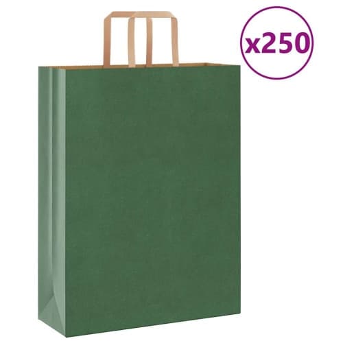 Papperspåsar 250 st med handtag grön 32x12x42 cm