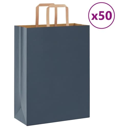 Papperspåsar 50 st med handtag blå 26x12x35 cm
