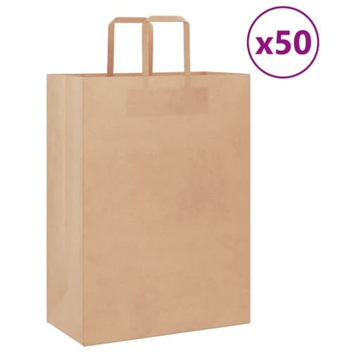 Papperspåsar 50 st med handtag brun 32x17x44 cm