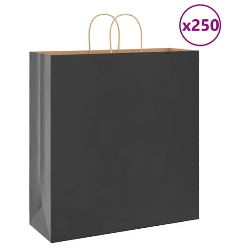 Papperspåsar 250 st med handtag svart 45x17x48 cm