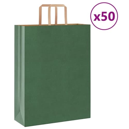 Papperspåsar 50 st med handtag grön 32x12x42 cm