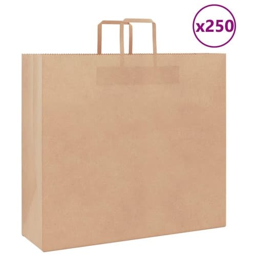 Papperspåsar 250 st med handtag brun 54x15x49 cm