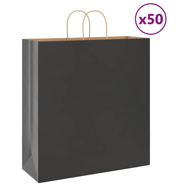 Papperspåsar 50 st med handtag svart 45x17x48 cm