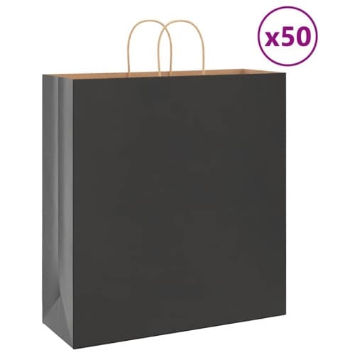 Papperspåsar 50 st med handtag svart 45x17x48 cm