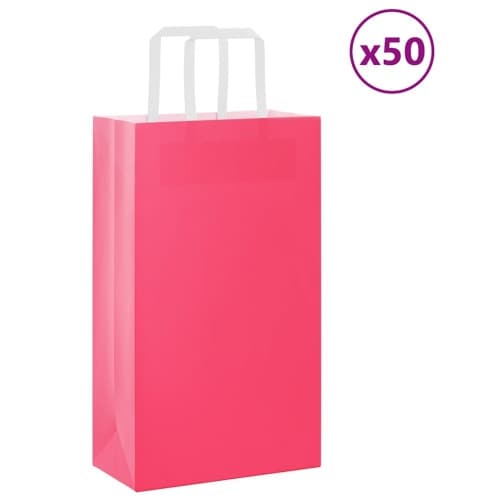 Papperspåsar 50 st med handtag rosa 21x11x36 cm