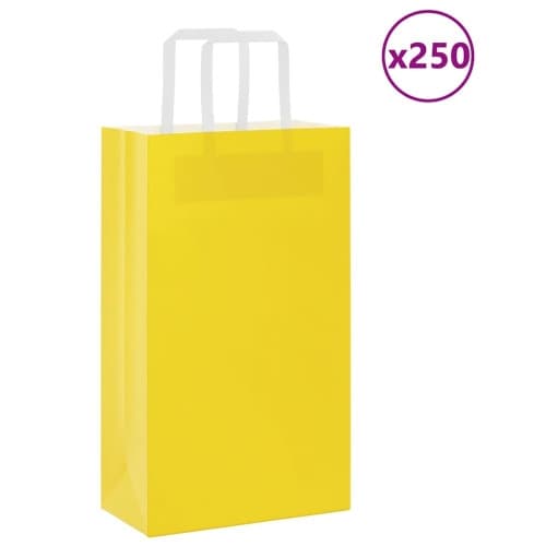 Papperspåsar 250 st med handtag gul 21x11x36 cm