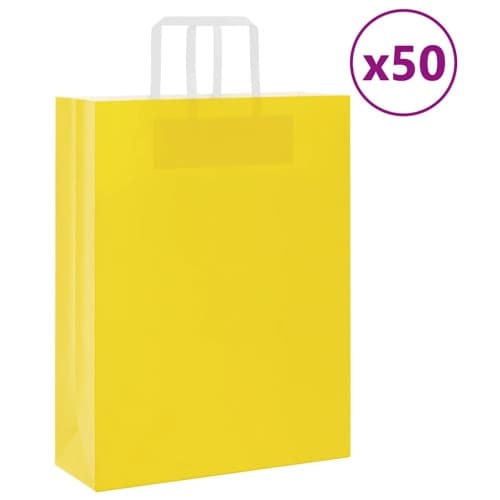 Papperspåsar 50 st med handtag gul 32x12x42 cm