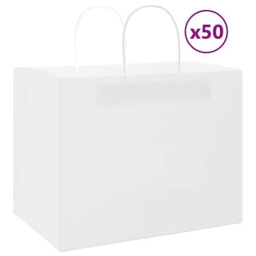 Papperspåsar 50 st med handtag vit 32x22x24 cm