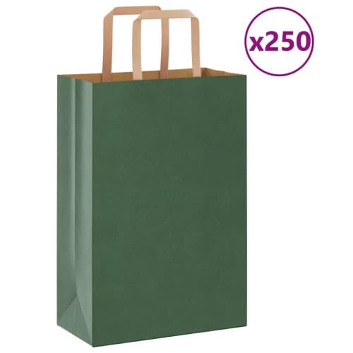 Papperspåsar 250 st med handtag grön 21x11x31 cm