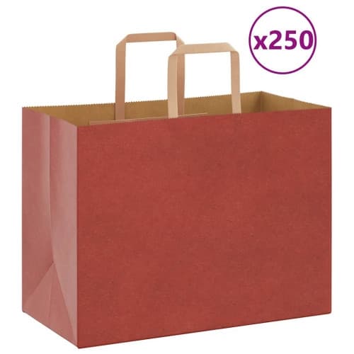 Papperspåsar 250 st med handtag röd 32x17x25 cm