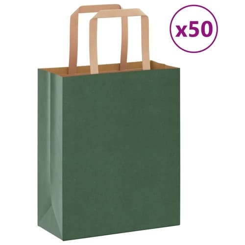 Papperspåsar 50 st med handtag grön 18x8x22 cm