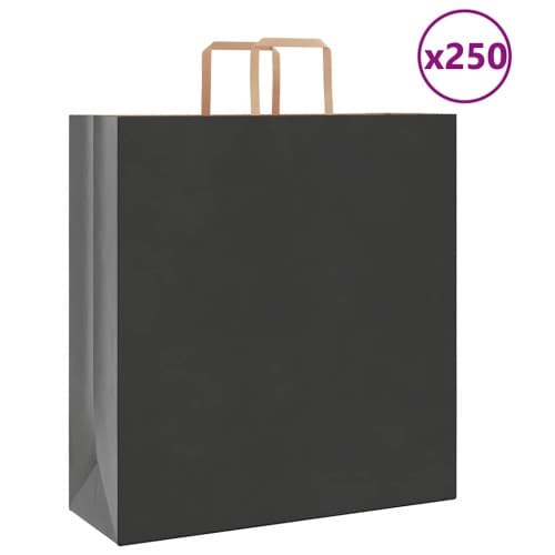 Papperspåsar 250 st med handtag svart 45x17x48 cm